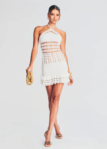 Eze Crochet Pearl Embellished Dress