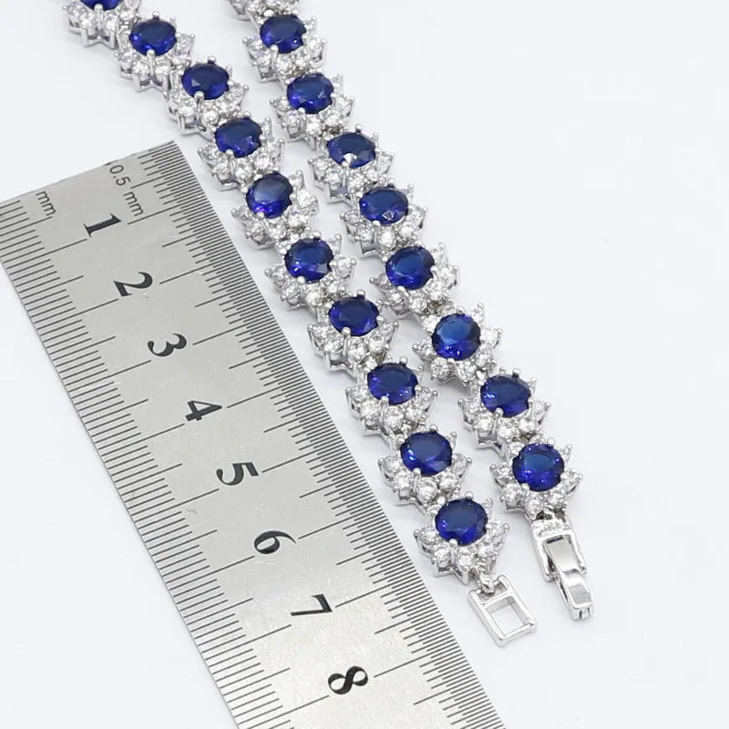 Blue Zirconia Jewelry Sets for Women Necklace Earrings Birthday Wedding Gift