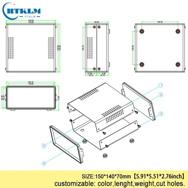 Iron housing for electronics diy instrument case project case iron electric junction box DIY amplifier metal box 150*140*70mm