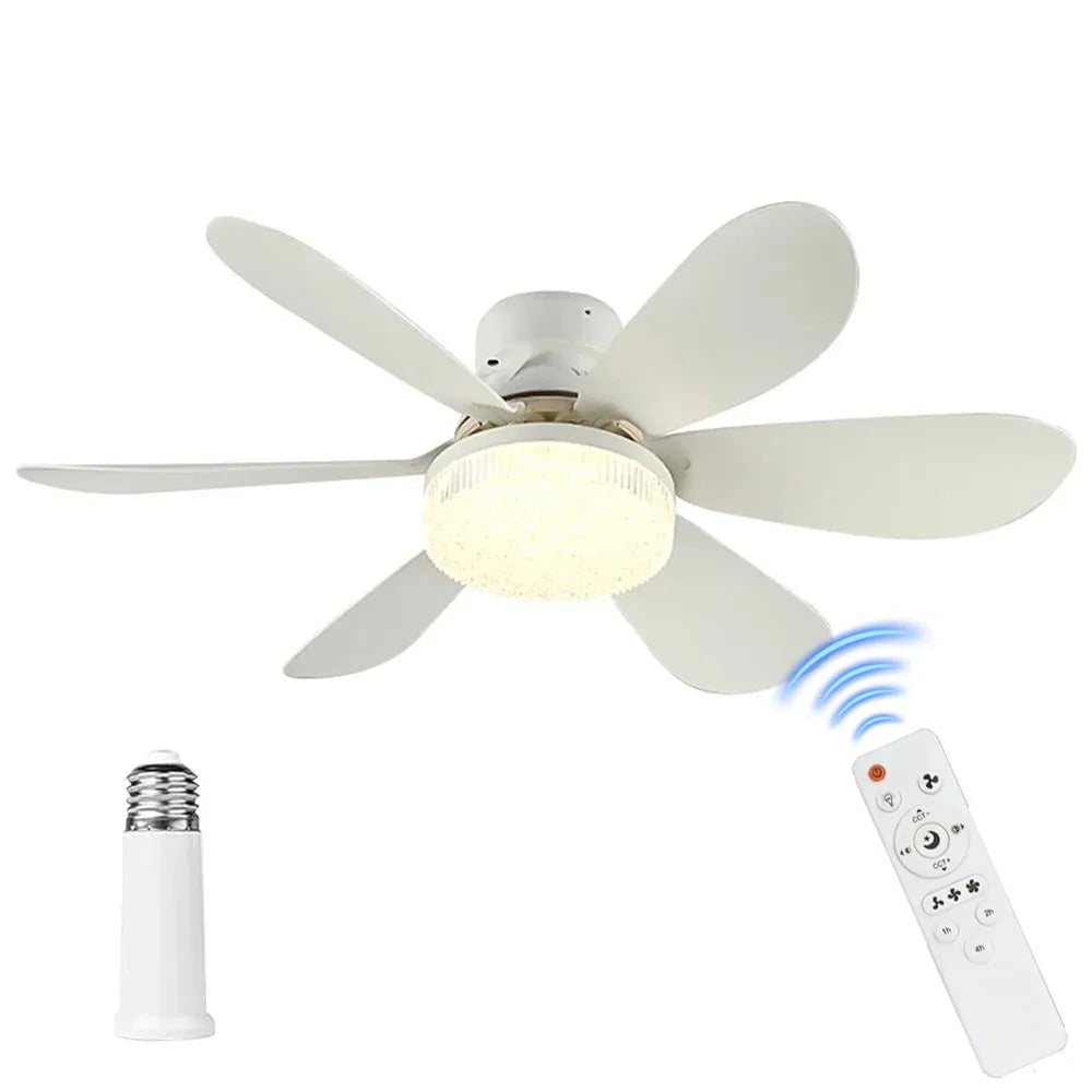 Home E26 E27 LED Ceiling Fan Light Wireless Remote Control with Stepless Dimming Night Lights Smart Fan for Room Office Study