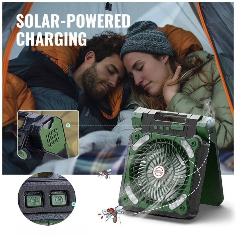 Outdoor Fan, Solar Camping, Portable USB Tent Lighting, Portable Fishing, Cold Air Conditioner, Electric Fanc