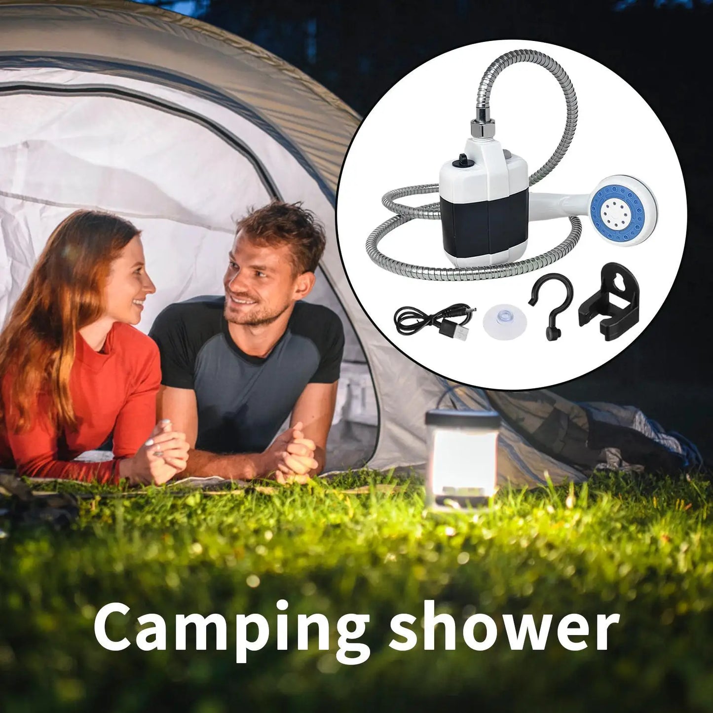 Portable Camping Shower Outdoor Shower Pump Outdoor Bathing Equipment Handheld Electric Showering Device For Hiking Beach