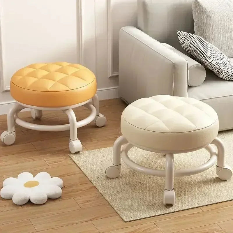 Taburete de polea, taburete pequeño de celebridad de Internet, asiento silencioso con ruedas, silla para cambiar znurete redondo
