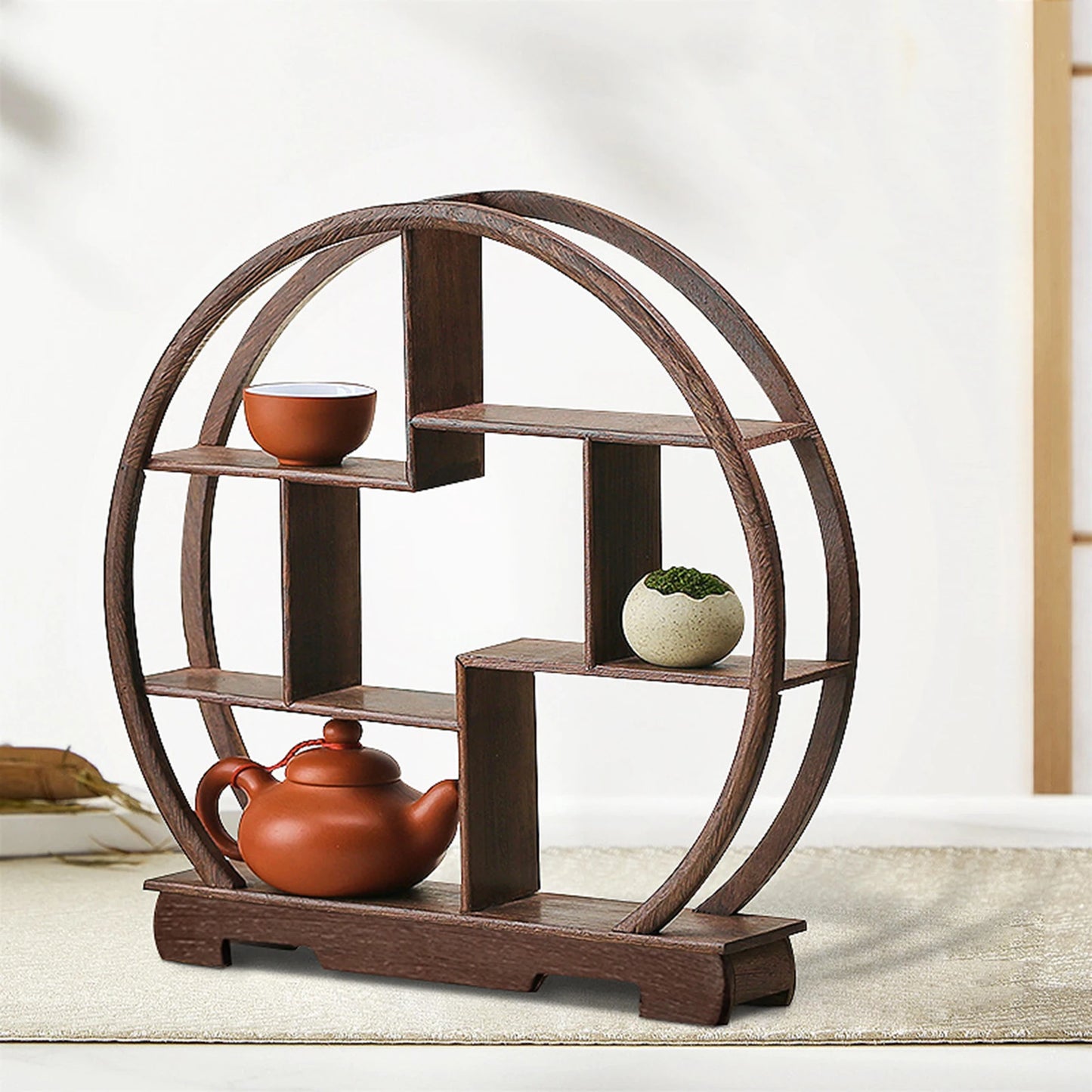 Wooden Display Stand Antique Display Shelf Oriental Furniture Teapot Stand Crafts Display Rack for Table Home Antique Store