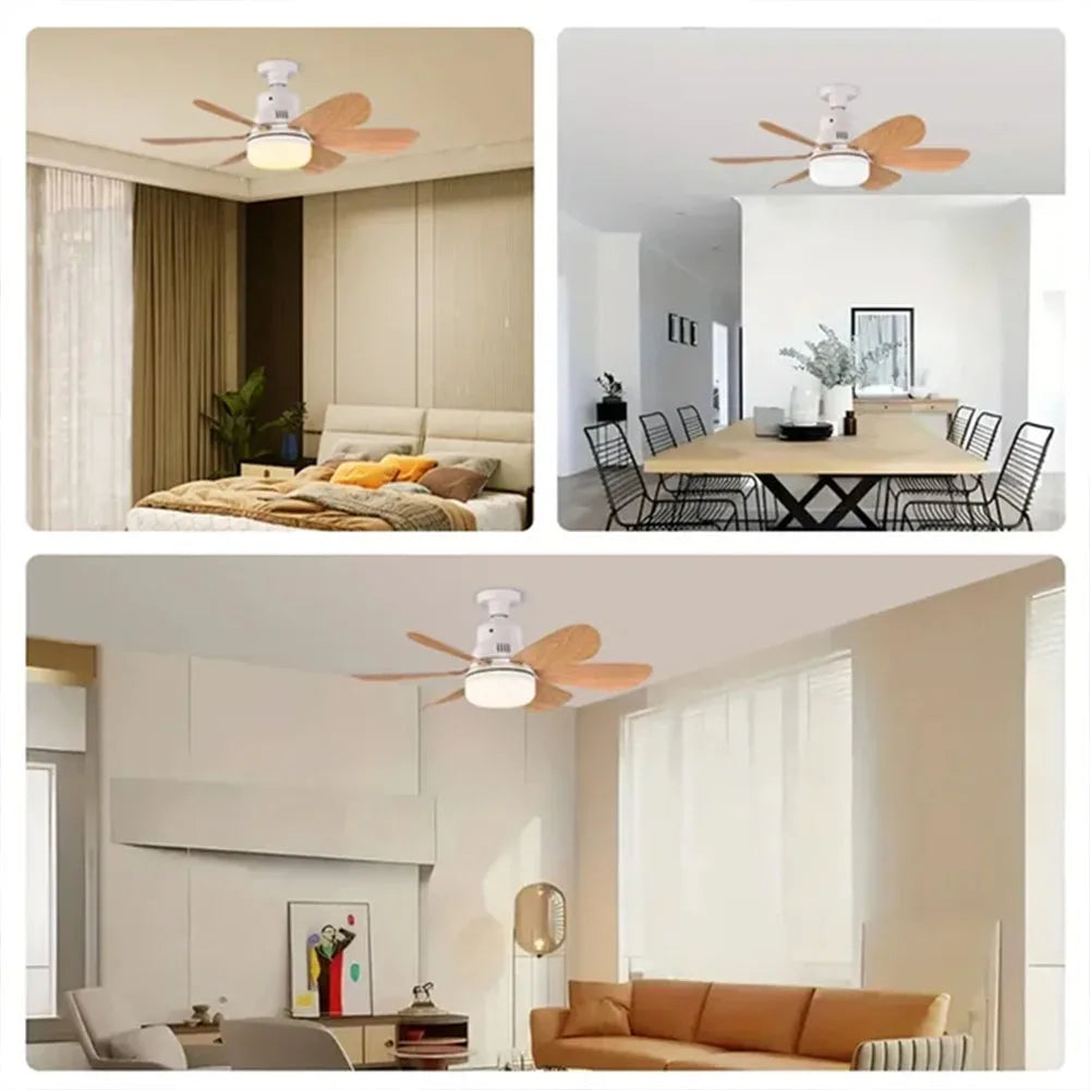 Home E26 E27 LED Ceiling Fan Light Wireless Remote Control with Stepless Dimming Night Lights Smart Fan for Room Office Study