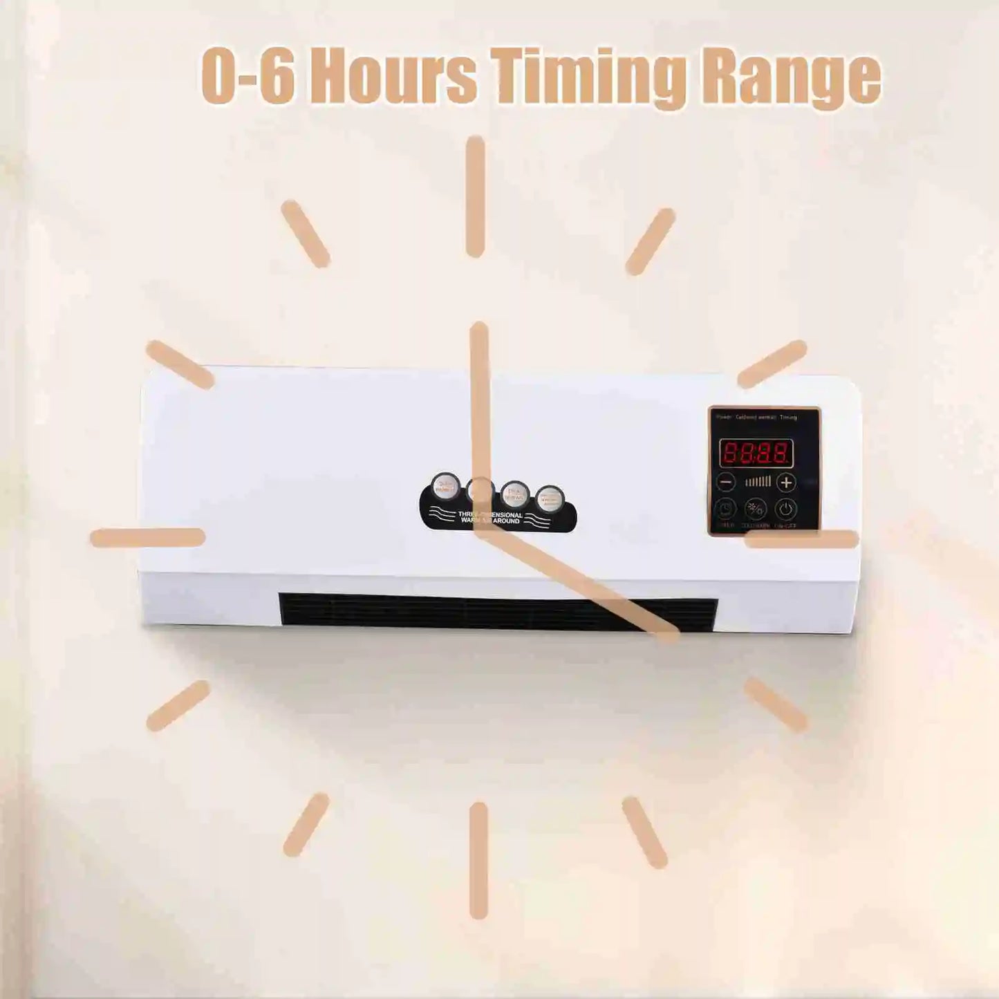 Electric Heater and Fan Heater Fan Combo 2 in 1 Heating Nature Wind Timing Digital Display Wall Mounted Space Heater for Home