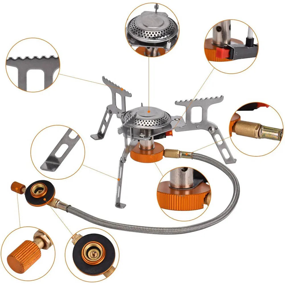 Outdoor Camping Gas Stove High Power Burner Portable BBQ Heater Tourist Portable Cooking Equipment Picnic Supplies