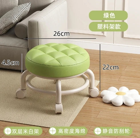 Taburete de polea, taburete pequeño de celebridad de Internet, asiento silencioso con ruedas, silla para cambiar znurete redondo