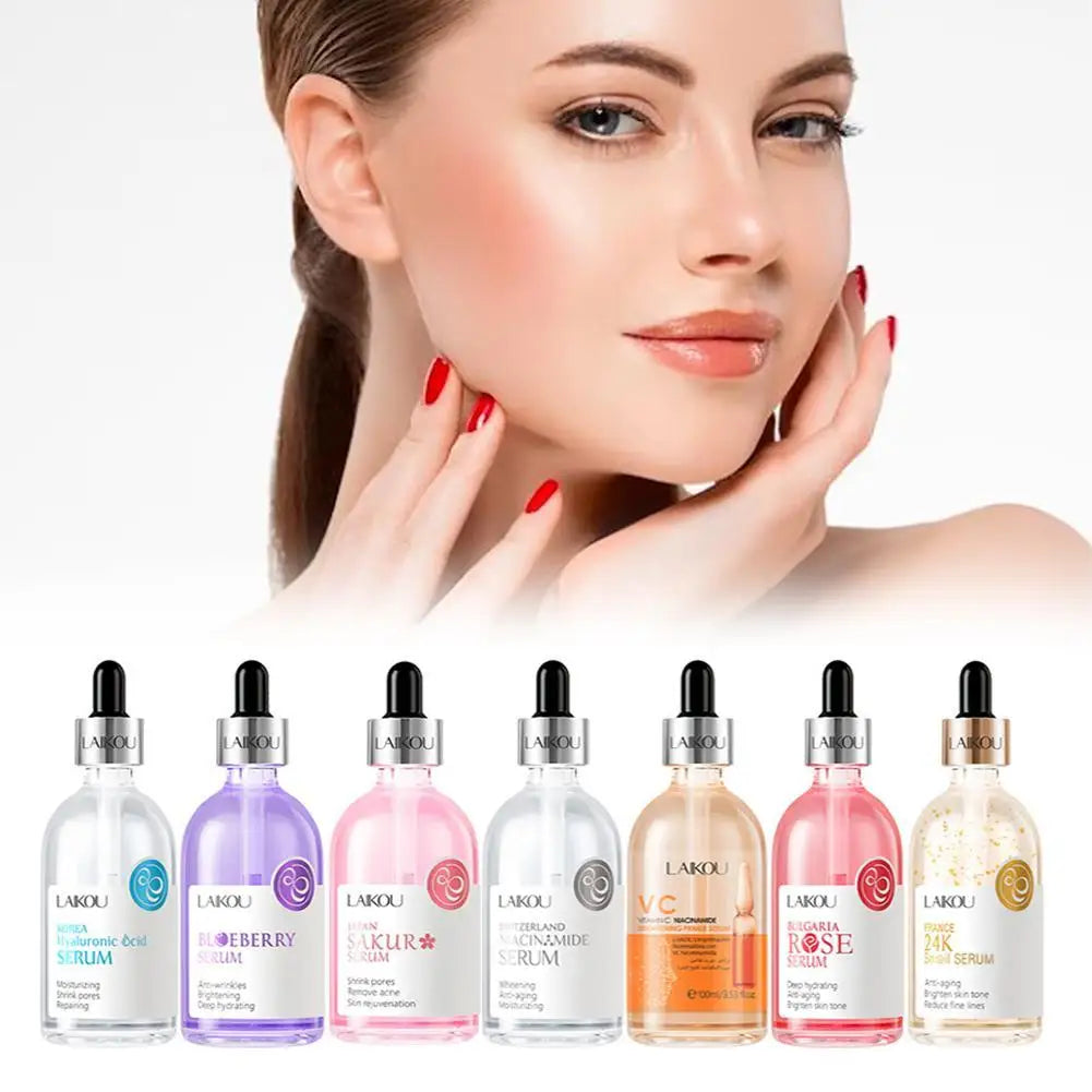 100ml LAIKOU Sakura Serum Vitamin C Amino Acid Essence Eight Color Essence Moisturizing Hydrating Nourishing Repair Skincare