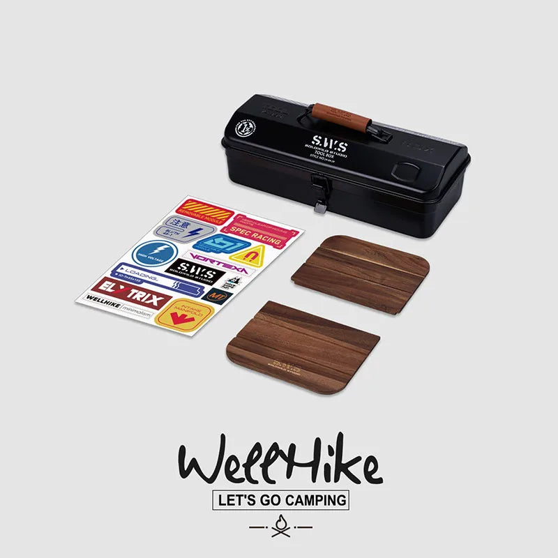 WELLHIKE Outdoor Toolbox Iron Box With Stickers Coffee Box Equipment Lunch Box Camping Portable Hand-Held Metal Storage Box