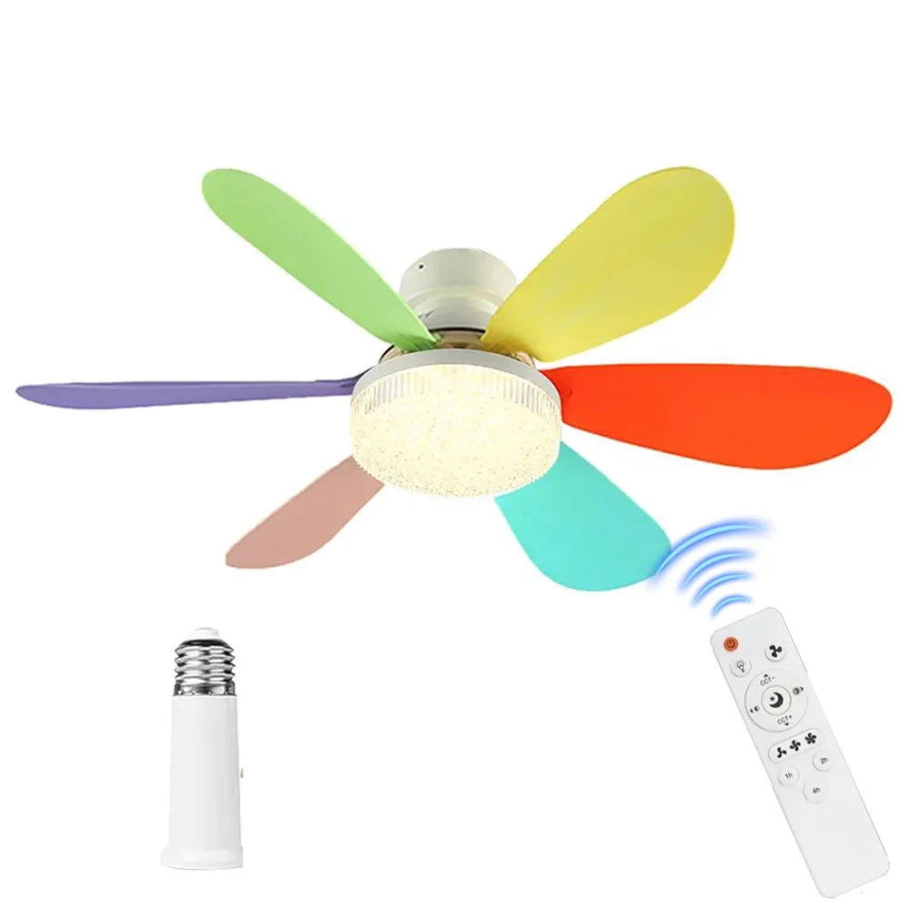 Home E26 E27 LED Ceiling Fan Light Wireless Remote Control with Stepless Dimming Night Lights Smart Fan for Room Office Study