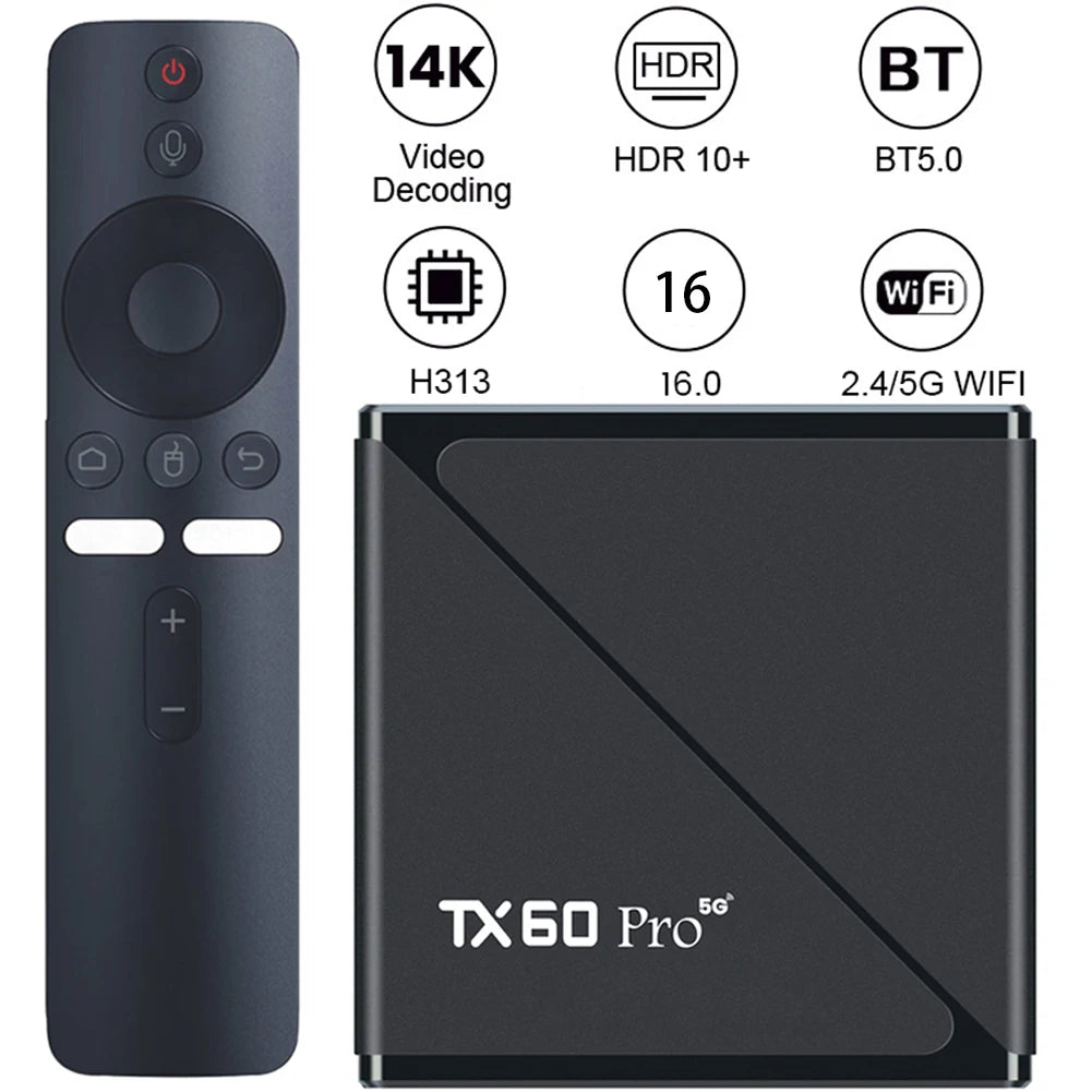 2025 Smart TV Box Android 16 TV Box 14K 2.4G 5G Dual WiFi 6 Set-top Box Video Media Player 16G 256G Home Set Top Box AU/UK/US/EU