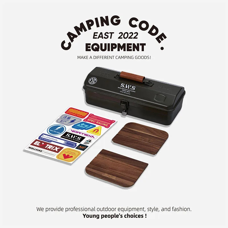 WELLHIKE Outdoor Toolbox Iron Box With Stickers Coffee Box Equipment Lunch Box Camping Portable Hand-Held Metal Storage Box