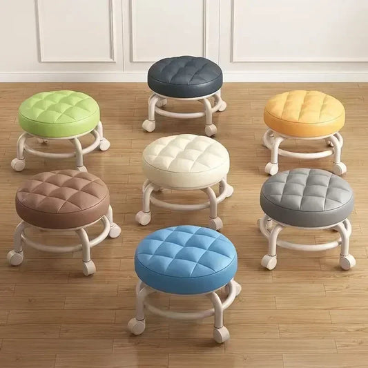 Taburete de polea, taburete pequeño de celebridad de Internet, asiento silencioso con ruedas, silla para cambiar znurete redondo