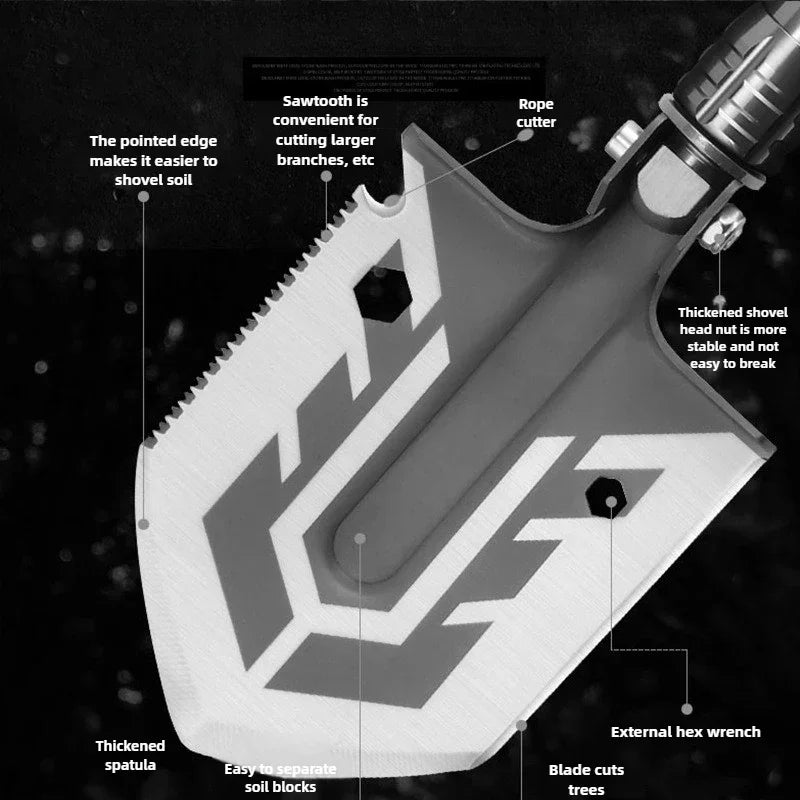 Engineer Shovel Multifunctional Outdoor Camping Survival Gear Folding Fishing Shovel Anti-slip Professional Outdoor Tools