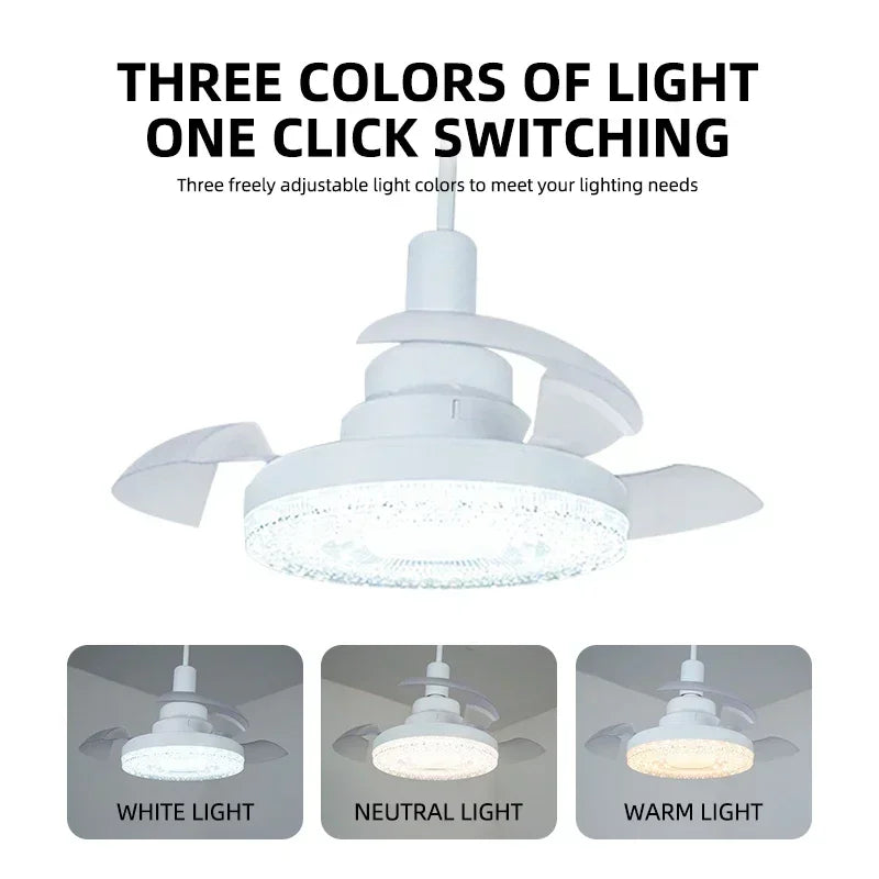 Home E27 Lighting 2-in-1 Ceiling Fan with Remote Control LED 3 Adjustable Lighting Fixtures Lighting Base Bedroom Living Room