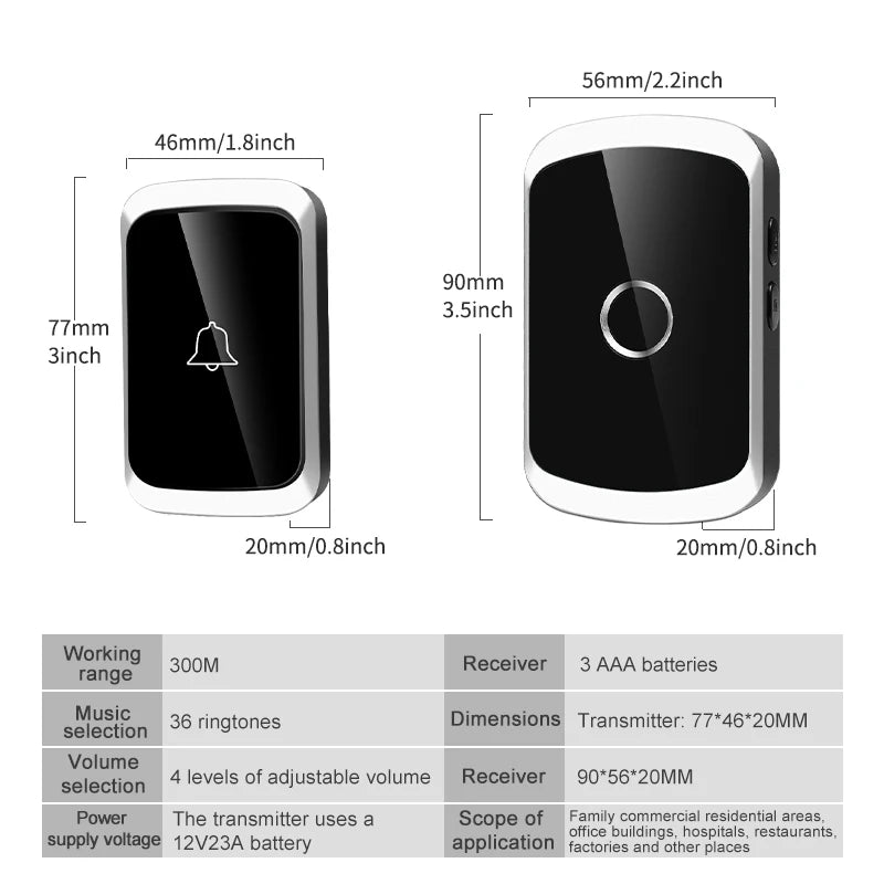 Electronic Doorbell Wireless Home Intelligent Electronic Remote Control Door Elderly Pager Home Reminder Long Distance